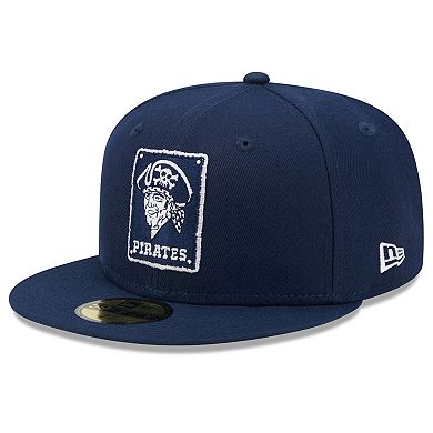 Men's New Era Navy Pittsburgh Pirates Cooperstown Collection Oceanside Green Undervisor 59FIFTY Fitted Hat