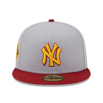 Men's New Era Gray/Red New York Yankees World Series Champions Navy Undervisor 59FIFTY Fitted Hat