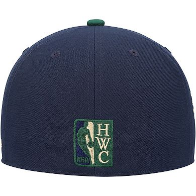 Men's Mitchell & Ness Navy/Green Miami Heat 15th Anniversary Hardwood Classics Grassland Fitted Hat