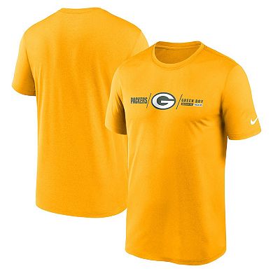 Men's Nike Gold Green Bay Packers Horizontal Lockup Legend Performance T-Shirt