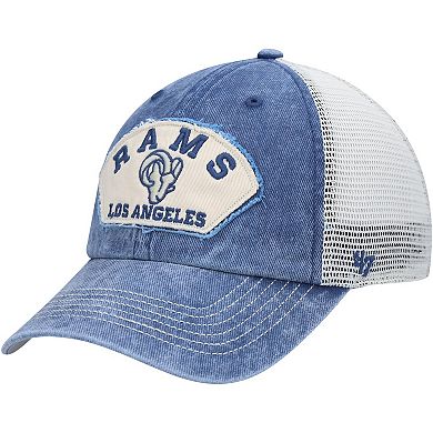 Men's '47 Navy/White Los Angeles Rams Denali Trucker Clean Up Snapback Hat