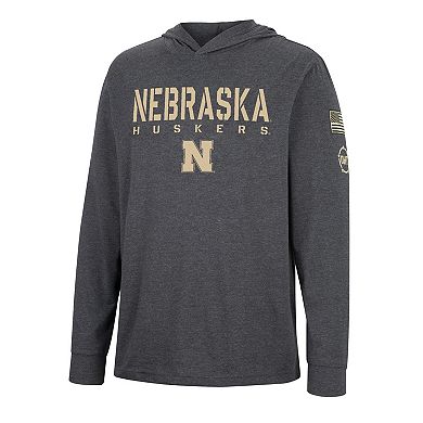 Men's Colosseum Charcoal Nebraska Huskers Team OHT Military Appreciation Hoodie Long Sleeve T-Shirt
