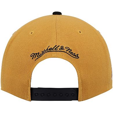 Men's Mitchell & Ness Gold/Black Philadelphia 76ers Hardwood Classics Snapback Hat