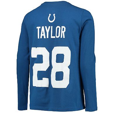 Youth Jonathan Taylor Royal Indianapolis Colts Mainliner Player Name & Number Long Sleeve T-Shirt