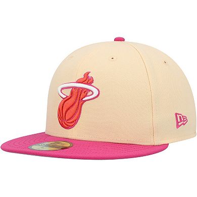 Men's New Era Orange/Pink Miami Heat Passion Mango 59FIFTY Fitted Hat