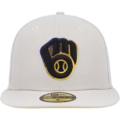 Men's New Era Khaki Milwaukee Brewers Stone Dim Undervisor 59FIFTY Fitted Hat