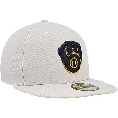 Men's New Era Khaki Milwaukee Brewers Stone Dim Undervisor 59FIFTY Fitted Hat