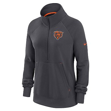Women's Nike Charcoal Chicago Bears Premium Raglan Performance Half-Zip Sweatshirt
