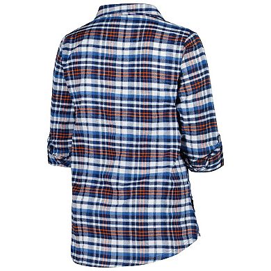Women's Concepts Sport Navy Chicago Bears Plus Size Mainstay Flannel Full-Button Long Sleeve Nightshirt