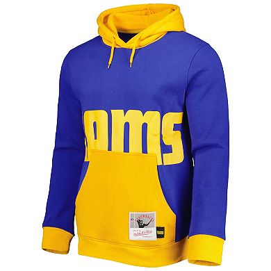 Men's Mitchell & Ness Royal Los Angeles Rams Big Face 5.0 Pullover Hoodie