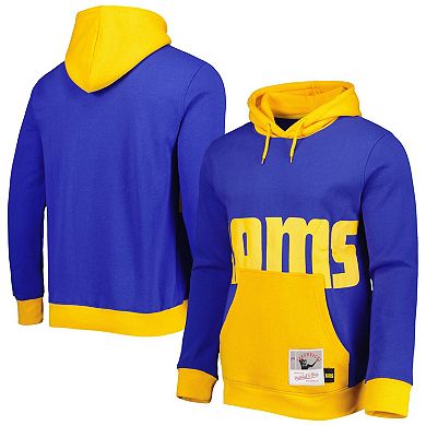 Men's Mitchell & Ness Royal Los Angeles Rams Big Face 5.0 Pullover Hoodie