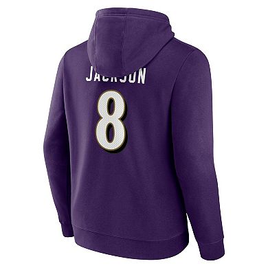 Men's Lamar Jackson Purple Baltimore Ravens Big & Tall Fleece Name & Number Pullover Hoodie