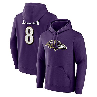 Men's Lamar Jackson Purple Baltimore Ravens Big & Tall Fleece Name & Number Pullover Hoodie