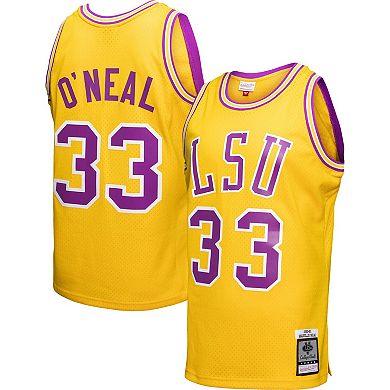 Men's Mitchell & Ness Shaquille O'Neal Gold LSU Tigers Player Swingman Jersey