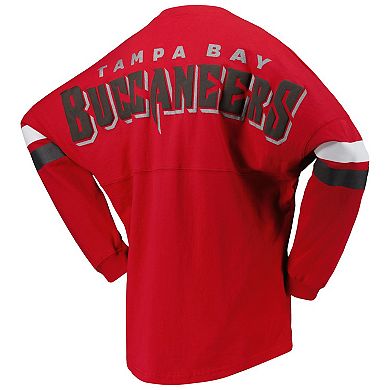 Women's Fanatics Branded Red Tampa Bay Buccaneers Spirit Jersey Lace-Up V-Neck Long Sleeve T-Shirt