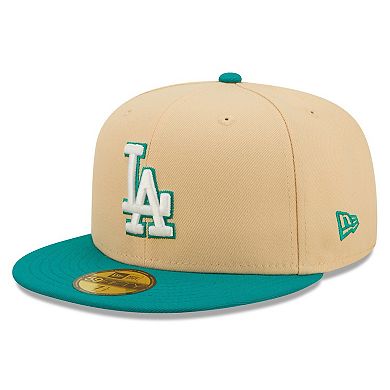 Men's New Era Natural/Teal Los Angeles Dodgers Mango Forest 59FIFTY fitted hat