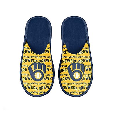 Men's FOCO Milwaukee Brewers Scuff Logo Slide Slippers