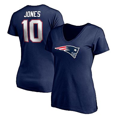 Women's Fanatics Branded Mac Jones Navy New England Patriots Plus Size Player Name & Number V-Neck T-Shirt