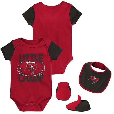 Newborn & Infant Red/Black Tampa Bay Buccaneers Little Champ Three-Piece Bodysuit Bib & Booties Set
