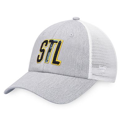 Women's  Fanatics Branded Heather Gray/White St. Louis Blues Iconic Glimmer Trucker Snapback Hat