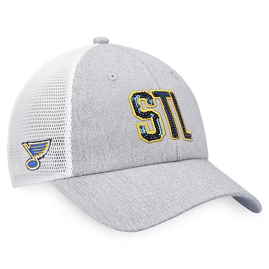 Women's  Fanatics Branded Heather Gray/White St. Louis Blues Iconic Glimmer Trucker Snapback Hat