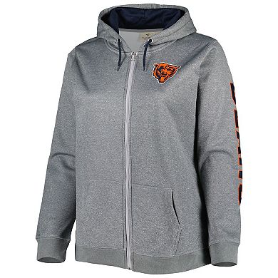 Women's Heather Charcoal Chicago Bears Plus Size Fleece Full-Zip Hoodie Jacket