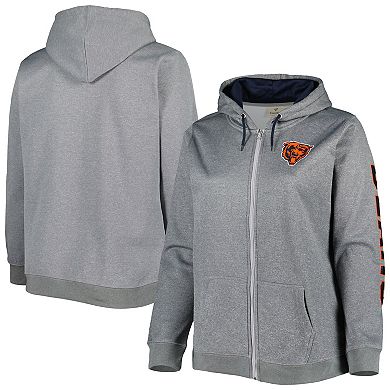 Women's Heather Charcoal Chicago Bears Plus Size Fleece Full-Zip Hoodie Jacket