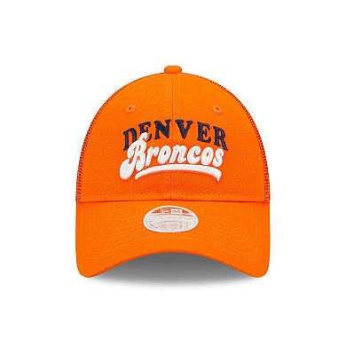 Women's New Era   Orange Denver Broncos Team Trucker 9FORTY Snapback Hat