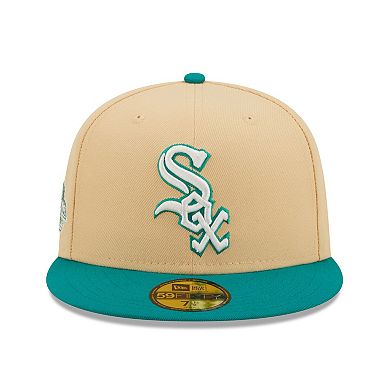 Men's New Era Natural/Teal Chicago White Sox Mango Forest 59FIFTY fitted hat
