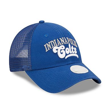 Women's New Era   Royal Indianapolis Colts Team Trucker 9FORTY Snapback Hat