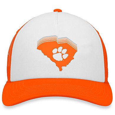 Men's Top of the World White/Orange Clemson Tigers Tone Down Trucker Snapback Hat