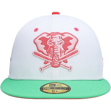 Men's New Era White/Green Oakland Athletics Alternate Logo Watermelon Lolli 59FIFTY Fitted Hat
