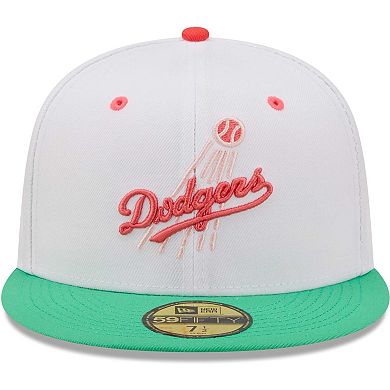 Men's New Era White/Green Los Angeles Dodgers 50th Anniversary in Los Angeles Watermelon Lolli 59FIFTY Fitted Hat
