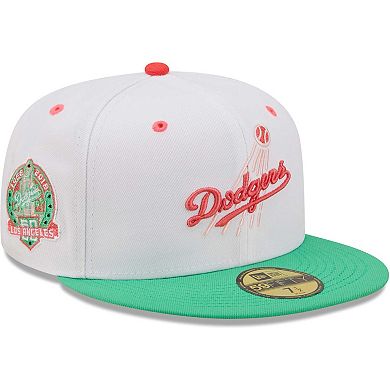 Men's New Era White/Green Los Angeles Dodgers 50th Anniversary in Los Angeles Watermelon Lolli 59FIFTY Fitted Hat