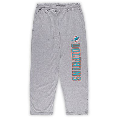 Men's Concepts Sport Aqua/Heather Gray Miami Dolphins Big & Tall T-Shirt & Pajama Pants Sleep Set