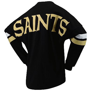 Women's Fanatics Branded Black New Orleans Saints Spirit Jersey Lace-Up V-Neck Long Sleeve T-Shirt