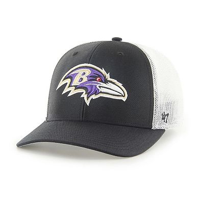 Men's '47 Black/White Baltimore Ravens Trophy Trucker Flex Hat