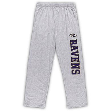 Men's Concepts Sport Purple/Heathered Gray Baltimore Ravens Big & Tall T-Shirt & Pants Sleep Set