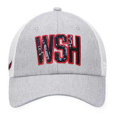 Women's  Fanatics Branded Heather Gray/White Washington Capitals Iconic Glimmer Trucker Snapback Hat