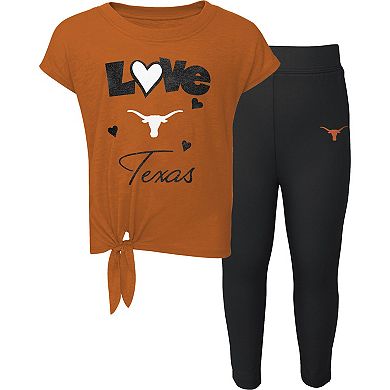 Toddler Texas Orange/Black Texas Longhorns Forever Love Team T-Shirt & Leggings Set