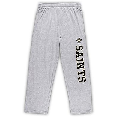 Men's Concepts Sport Black/Heathered Gray New Orleans Saints Big & Tall T-Shirt & Pants Sleep Set