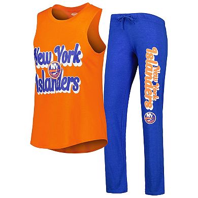 Women's Concepts Sport Heather Orange/Heather Royal New York Islanders Meter Muscle Tank Top & Pants Sleep Set