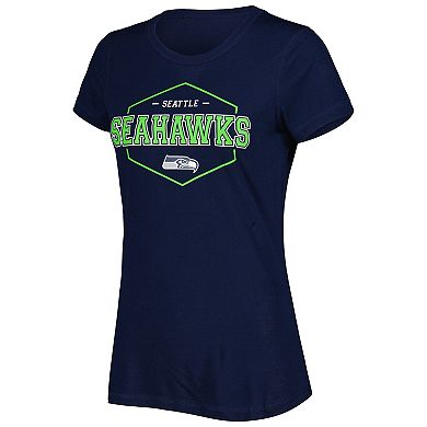 Women's Concepts Sport College Navy/Neon Green Seattle Seahawks Plus Size Badge T-Shirt & Pants Sleep Set