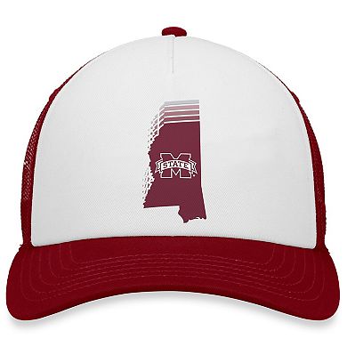 Men's Top of the World White/Maroon Mississippi State Bulldogs Tone Down Trucker Snapback Hat
