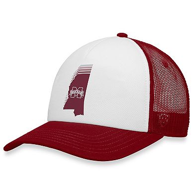 Men's Top of the World White/Maroon Mississippi State Bulldogs Tone Down Trucker Snapback Hat