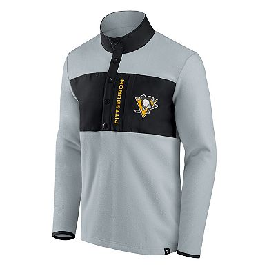 Men's Fanatics Branded Gray/Black Pittsburgh Penguins Omni Polar Fleece Quarter-Snap Jacket