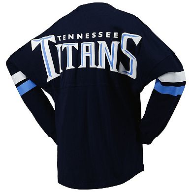 Women's Fanatics Branded Navy Tennessee Titans Spirit Jersey Lace-Up V-Neck Long Sleeve T-Shirt
