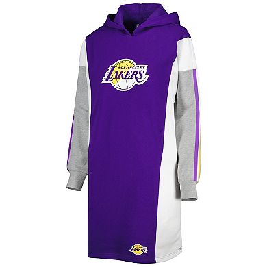 Women's G-III 4Her by Carl Banks Purple/White Los Angeles Lakers Bootleg Long Sleeve Hoodie T-Shirt Dress