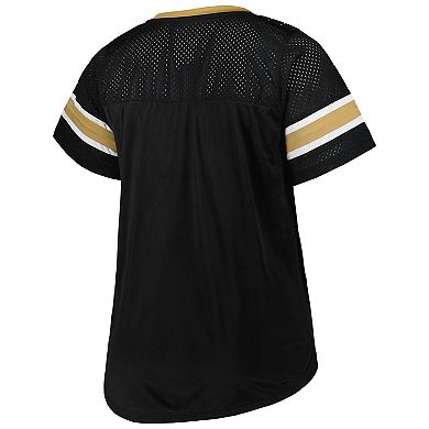 Women's Fanatics Branded Black New Orleans Saints Plus Size Original State Lace-Up T-Shirt