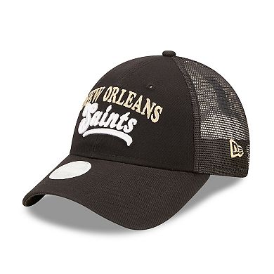 Women's New Era   Black New Orleans Saints Team Trucker 9FORTY Snapback Hat